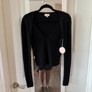NEW Camila Coelho Long Sleeve Blouse Color Black Size Small